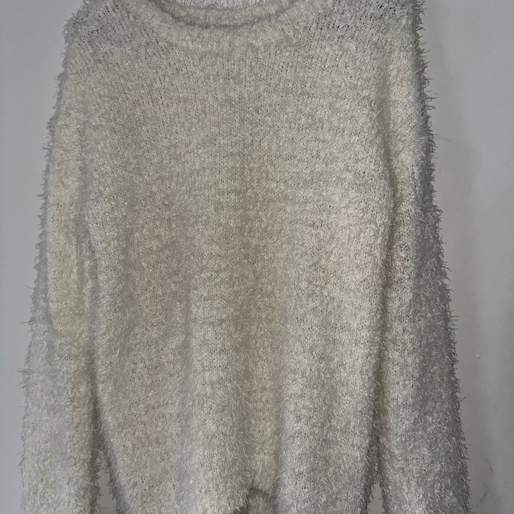 Women's Fuzzy & Cozy White Sweater